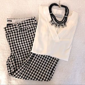 Talbots “Hampshire” cropped pants in black and white gingham print.